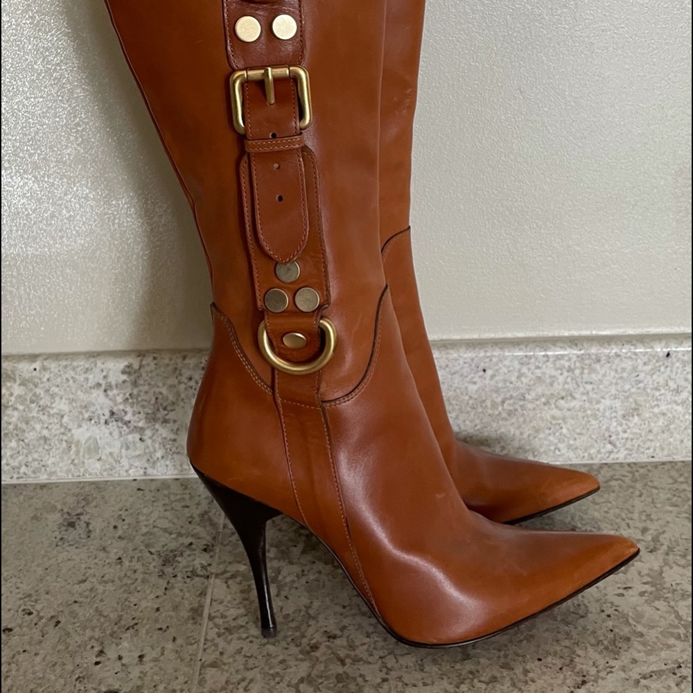 CESARE PACIOTTI  Randall cognac stiletto boots L6.5 R5.5